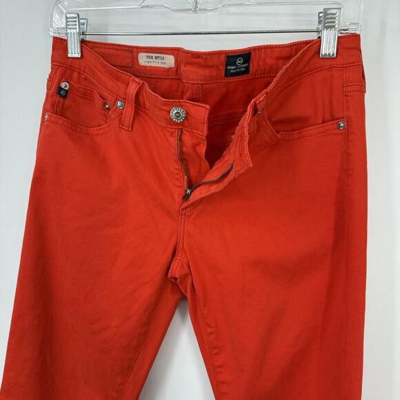AG Adriano Goldschmied The Stilt Cigarette Leg Jeans Red Orange Women size 28R - Picture 6 of 13